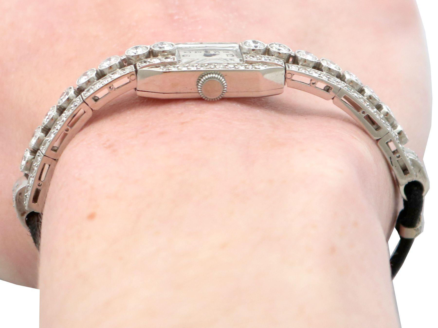 Antique 4.35 Carat Diamond Ladies French Watch in White Gold and Platinum 9