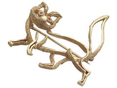 Ruby and 18k Yellow Gold 'Fox' Brooch - Vintage Circa 1960