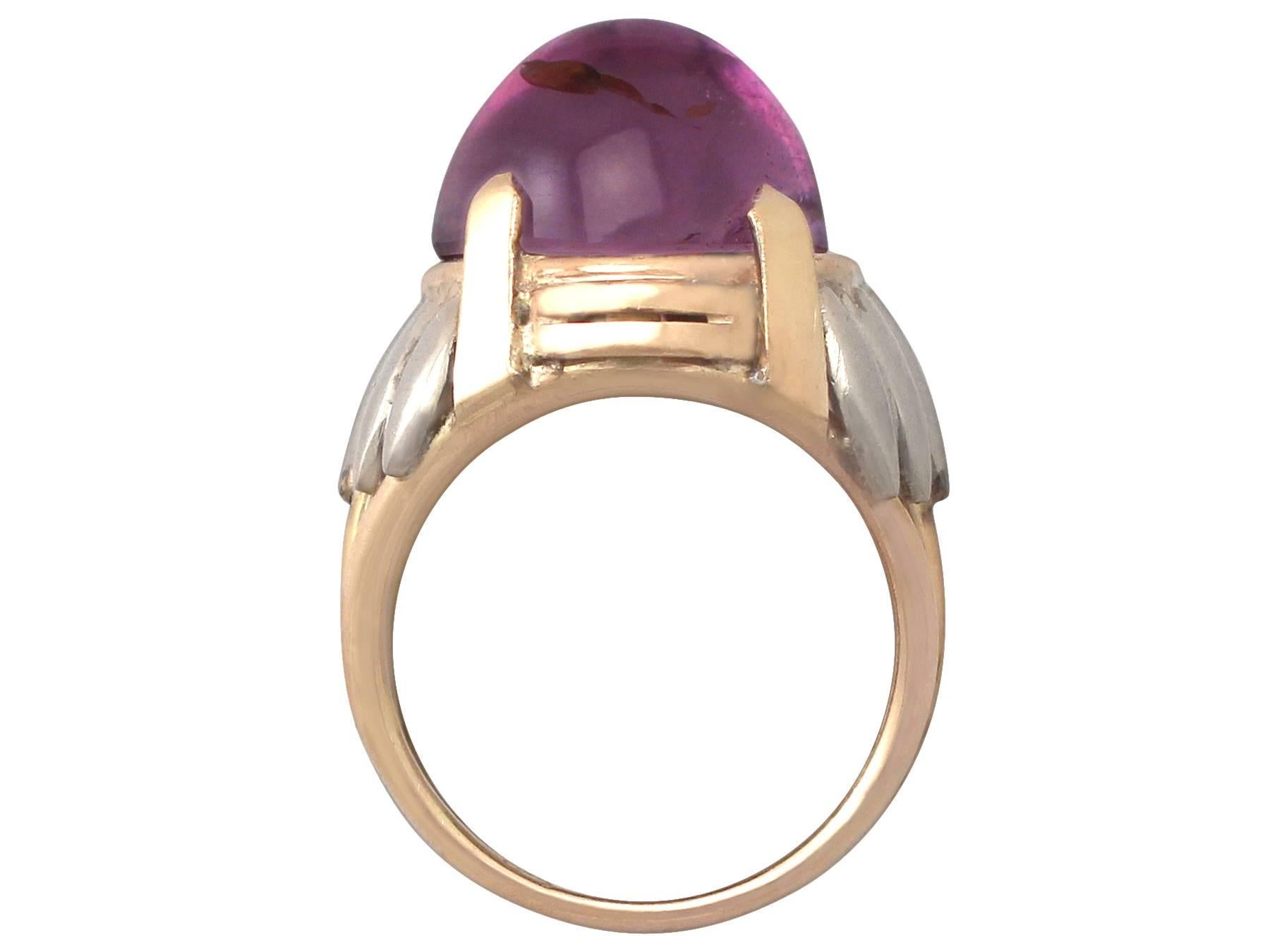 Women's 1940s Amethyst Yellow Gold & White Gold Cocktail Ring