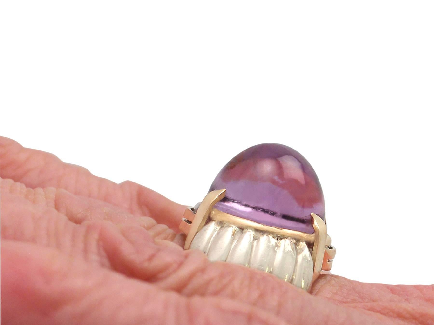 1940s Amethyst Yellow Gold & White Gold Cocktail Ring 3