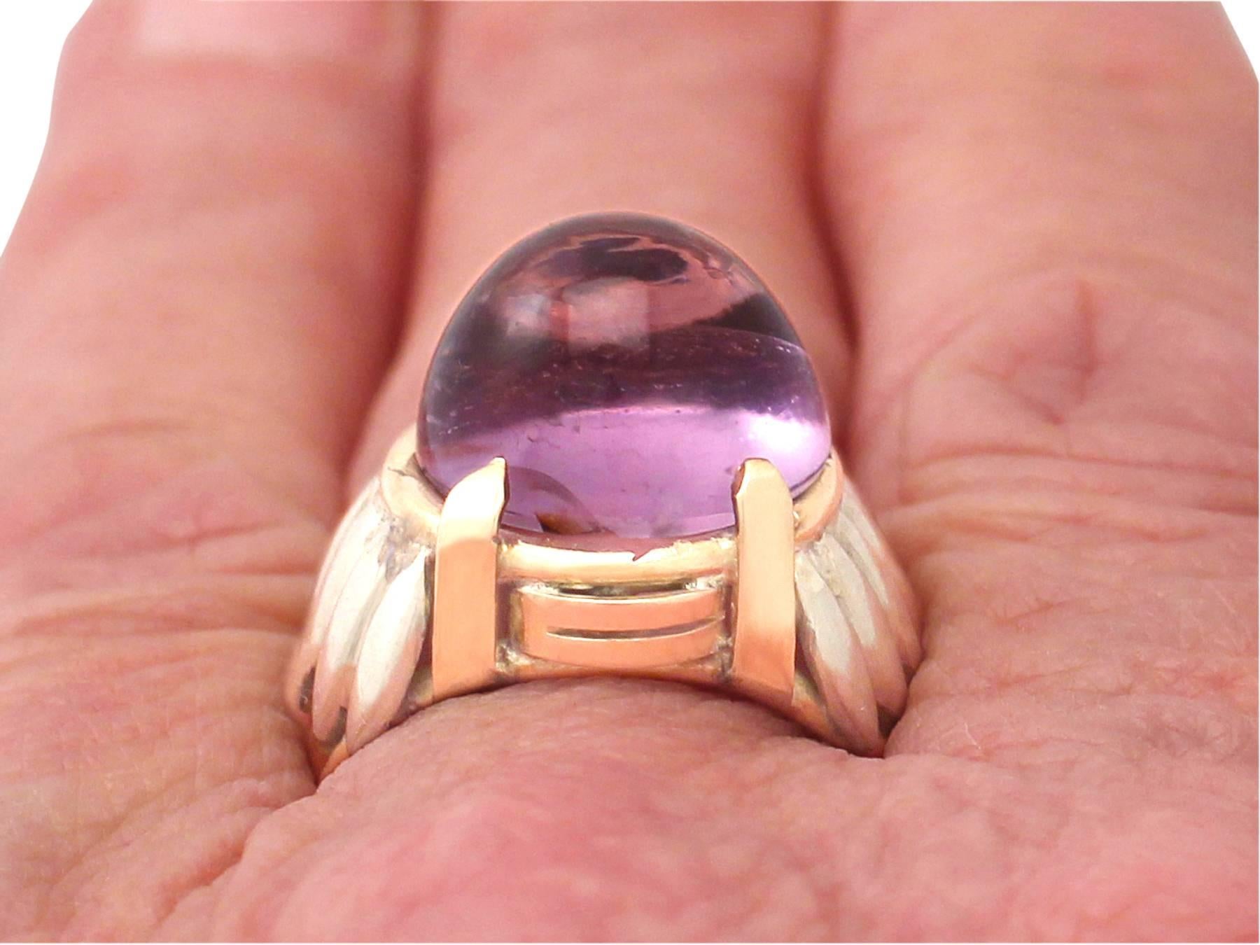 1940s Amethyst Yellow Gold & White Gold Cocktail Ring 4