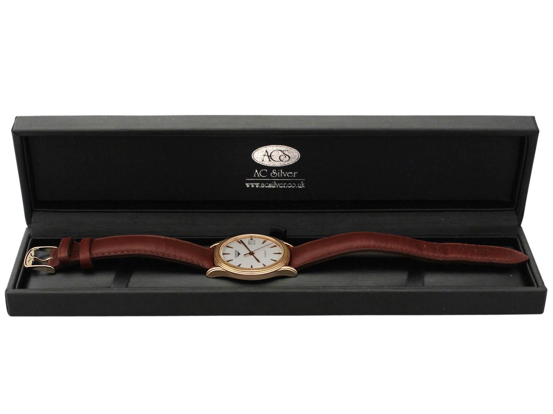 Longines Flagship 18k Rose Gold Gent's Wrist Watch - Vintage Circa 1990 1