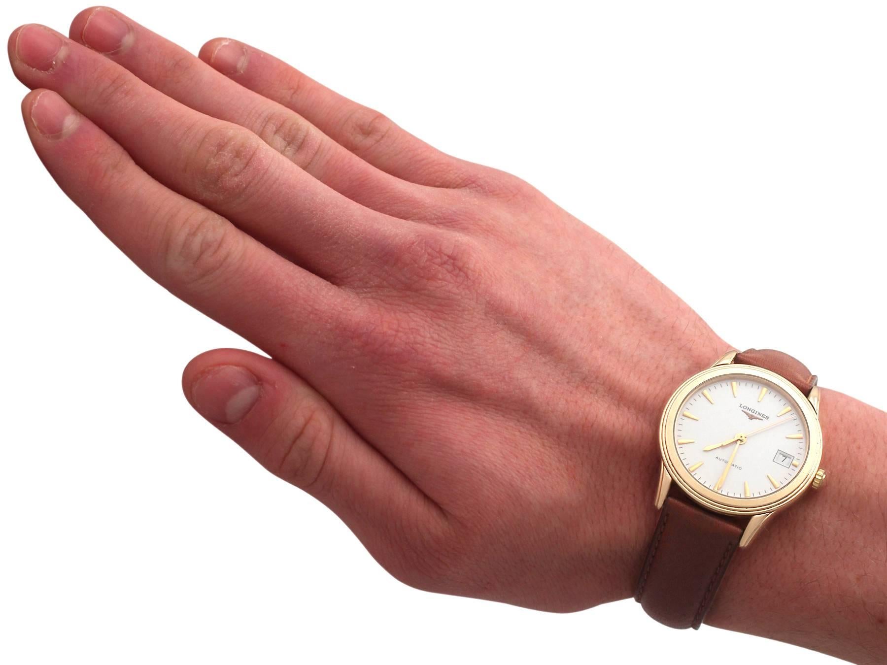 Longines Flagship 18k Rose Gold Gent's Wrist Watch - Vintage Circa 1990 2