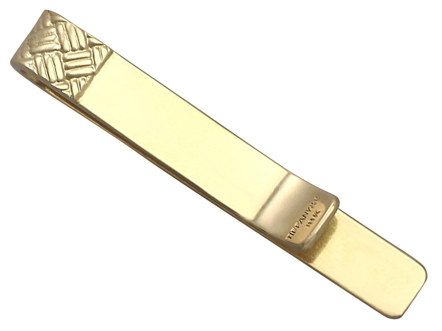 0.05Ct Diamond and 18k Yellow Gold Tiffany Tie Clip Vintage Circa 1960 at 1stdibs