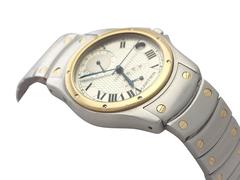 1990s Cartier Santos 18k Yellow Gold and Stainless Steel Gent's Wrist Watch