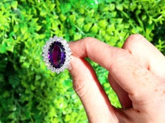 Vintage 8.36 Carat Amethyst and 2.26 Carat Diamond White Gold Cocktail Ring