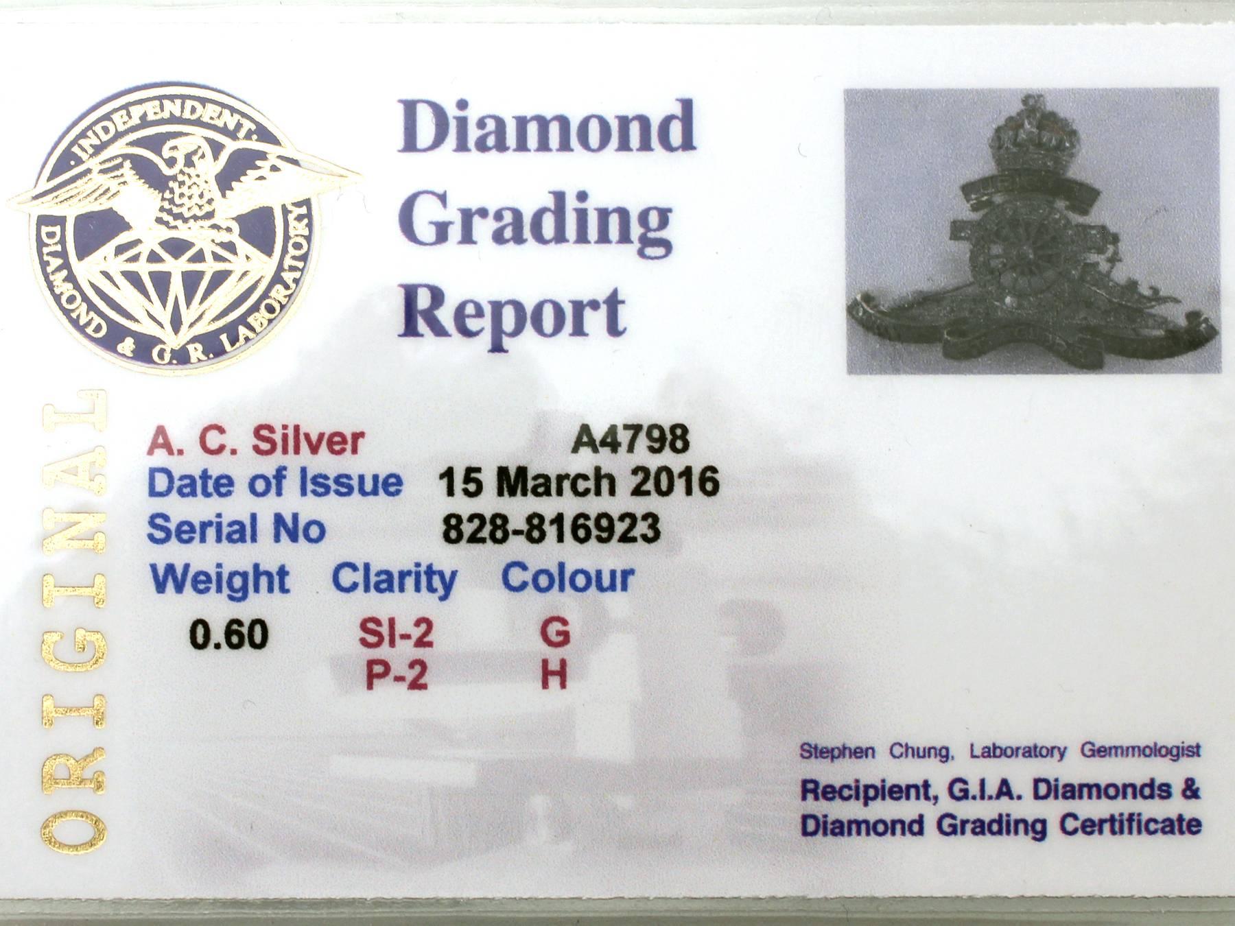 0.60Ct Diamond, 18k Yellow Gold & Platinum, Royal Artillery Brooch - Antique 1
