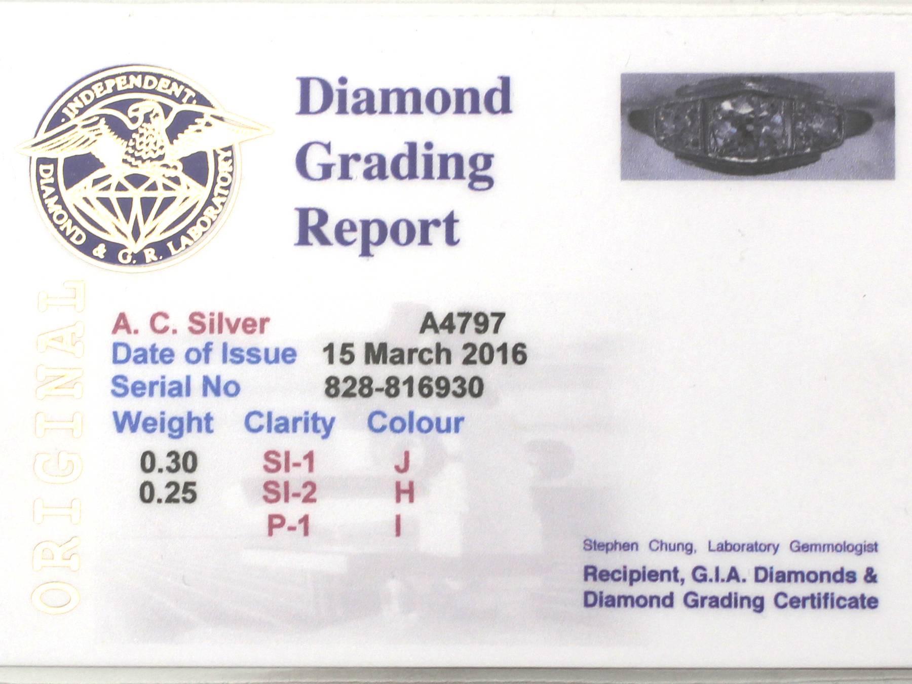 0.55Ct Diamond and 14k White Gold Trilogy Ring - Antique Circa 1930 1