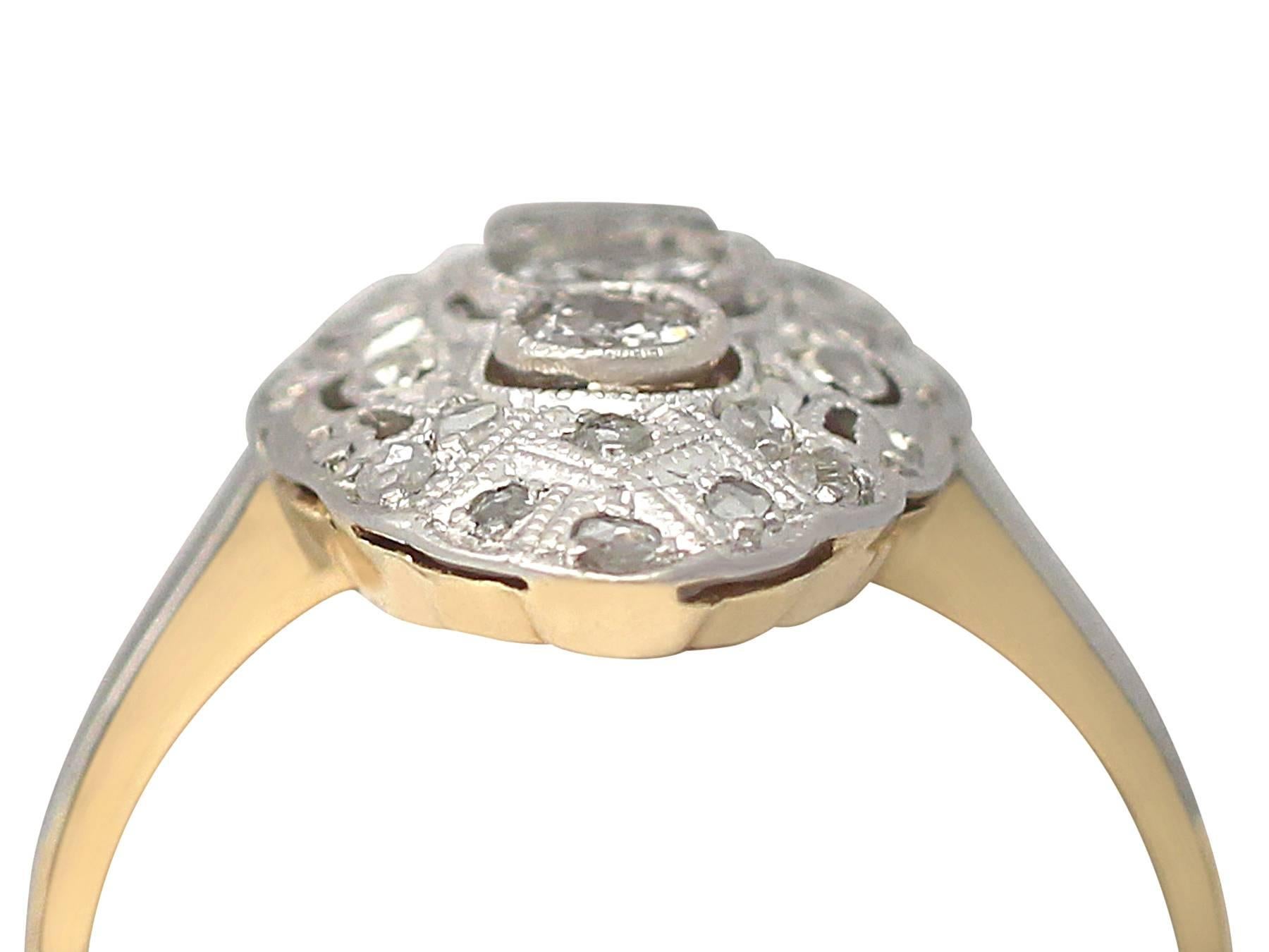 A fine and impressive antique 0.72 carat diamond and 14 karat yellow gold, 14 karat white gold set marquise shaped dress ring; part of our diverse collection of antique diamond rings

This fine and impressive antique diamond ring has been crafted in