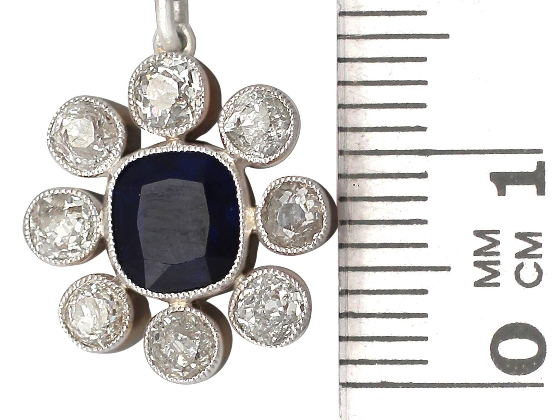 0.95Ct Sapphire & 0.90ct Diamond, 15k Yellow Gold Pendant - Antique Circa 1910 2