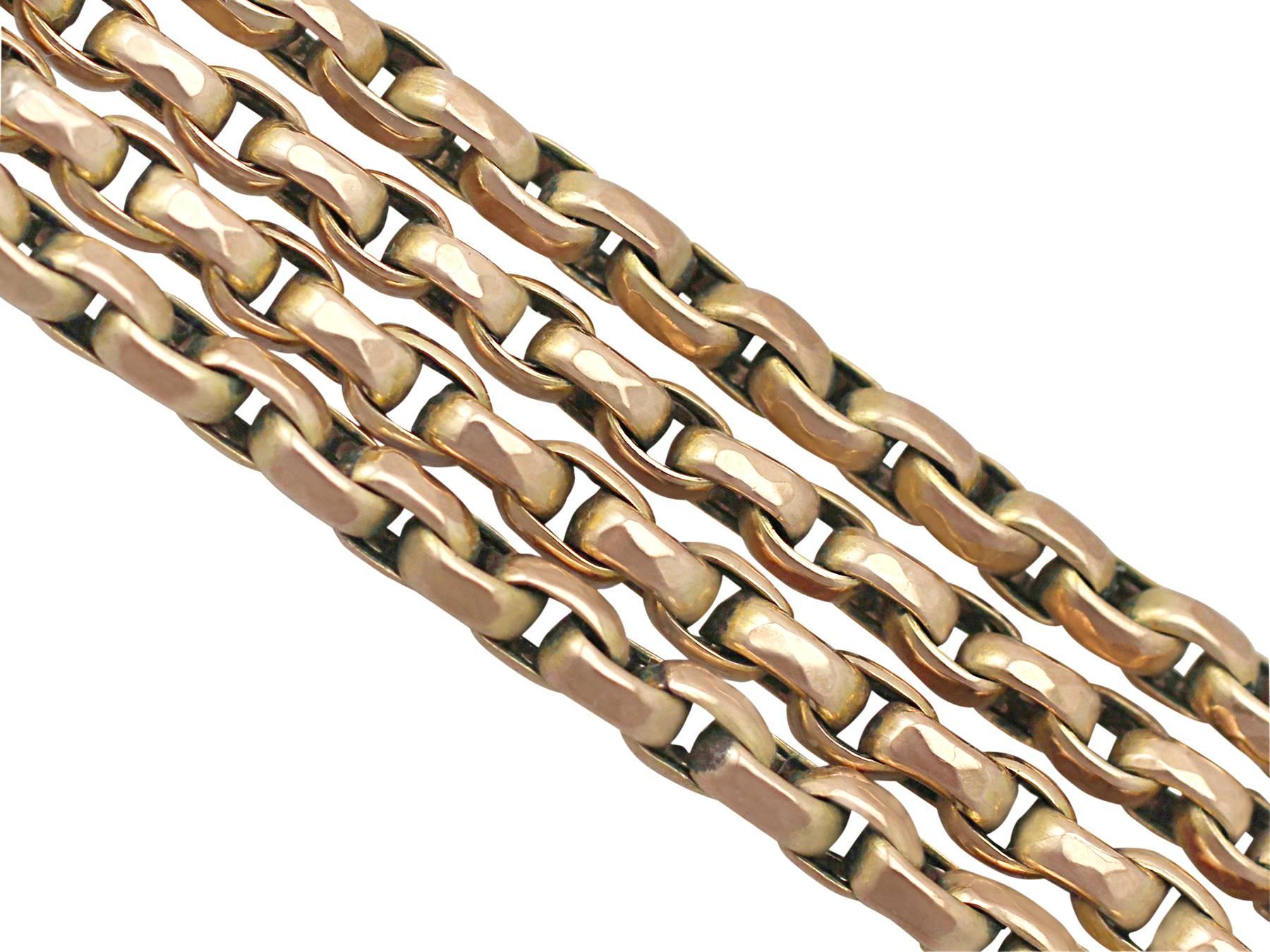 9k Yellow Gold Longuard / Watch Chain - Antique Circa 1890 In Excellent Condition In Jesmond, Newcastle Upon Tyne