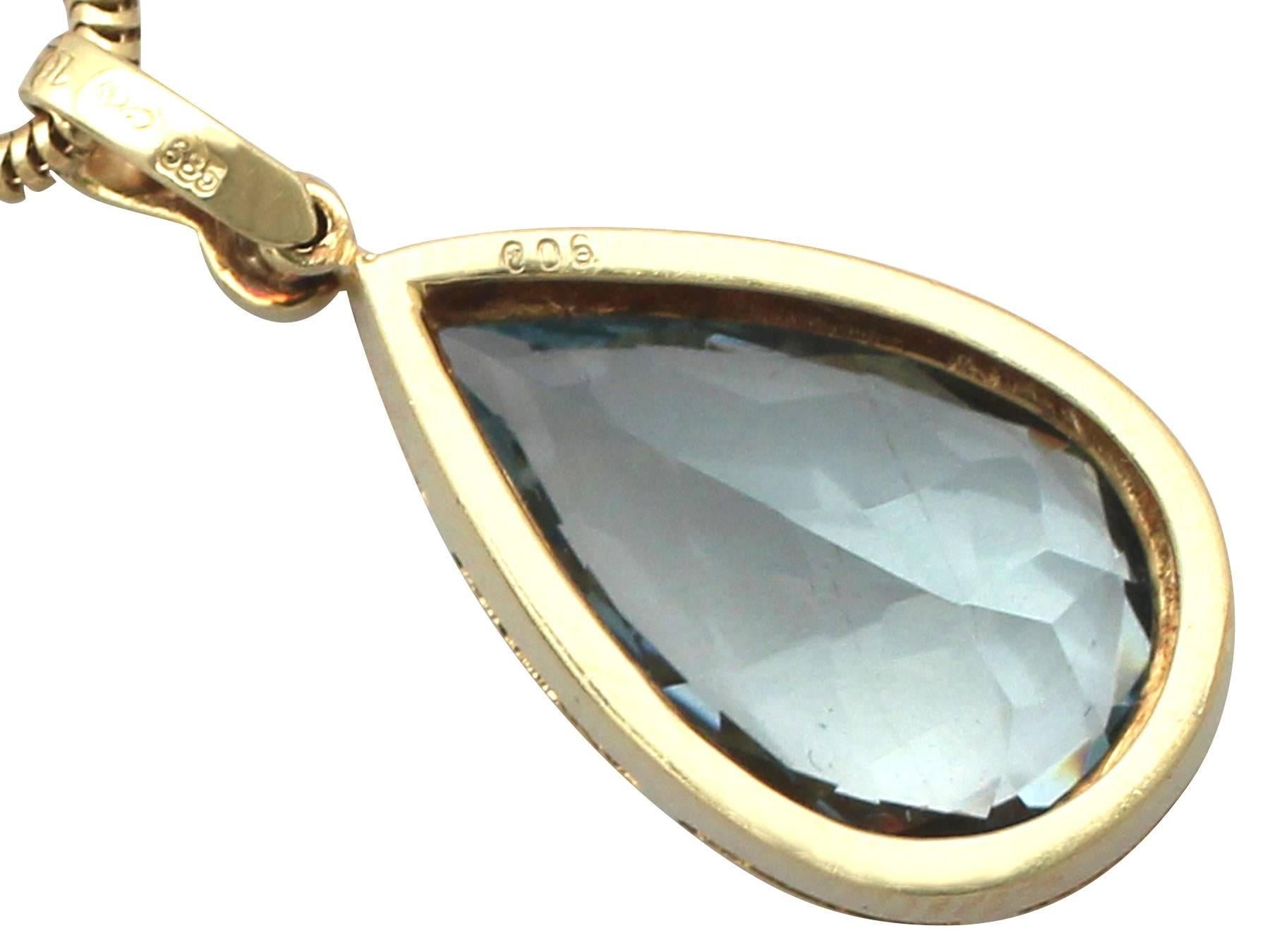1970s 6.04 Carat Aquamarine Diamond Gold Pendant 1
