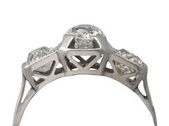 1.42Ct Diamond and Platinum Trilogy Ring - Antique French Circa 1930