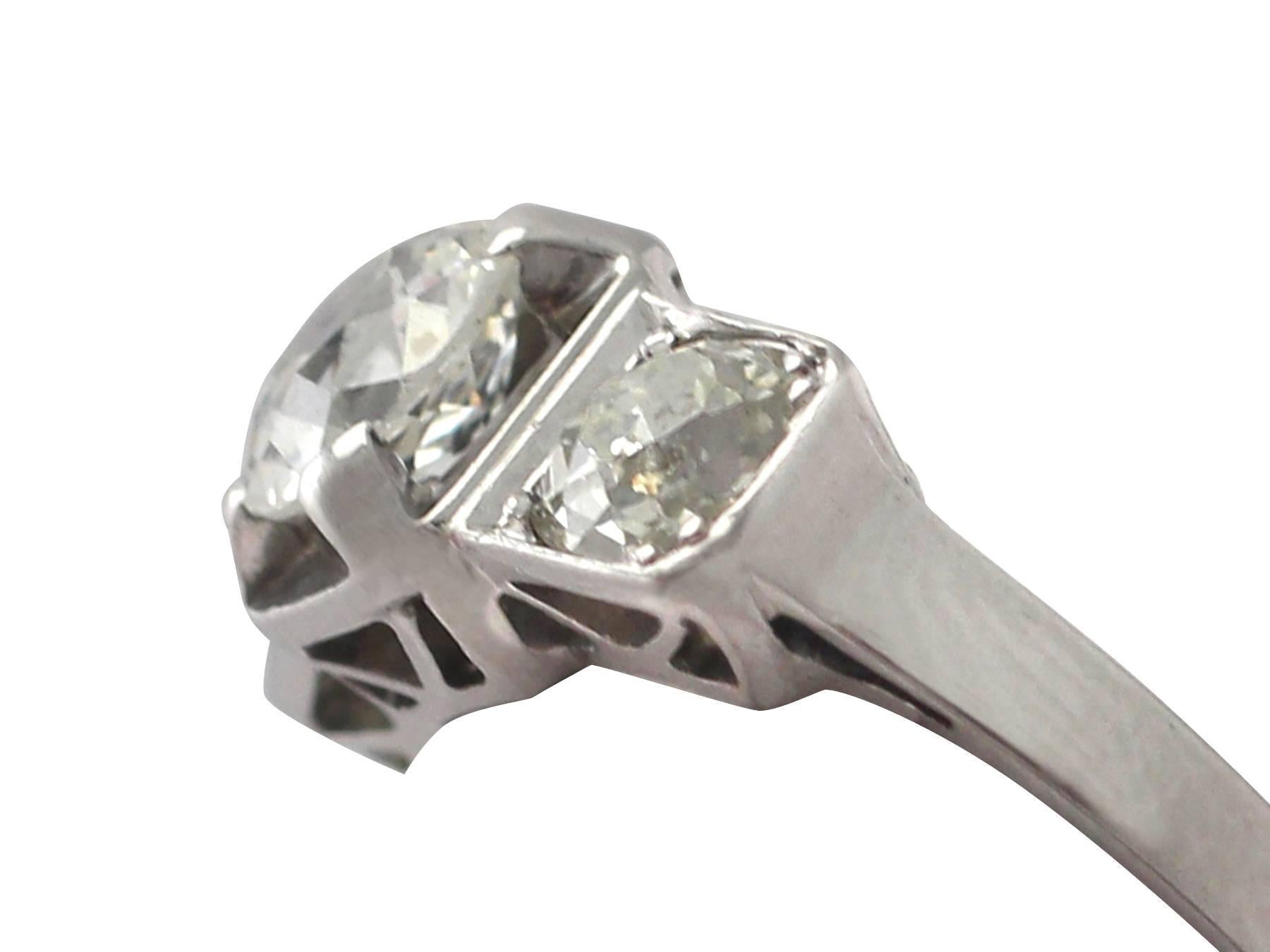 1.42Ct Diamond and Platinum Trilogy Ring - Antique French Circa 1930 In Excellent Condition In Jesmond, Newcastle Upon Tyne