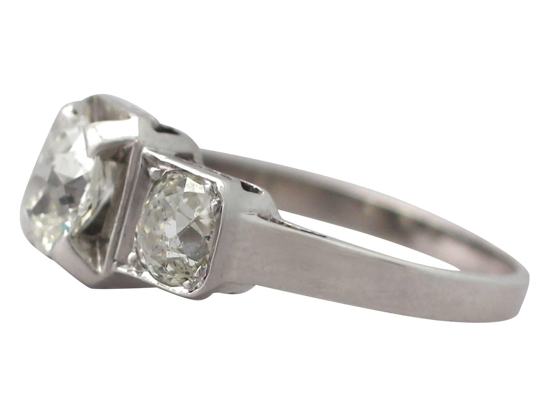 Women's 1.42Ct Diamond and Platinum Trilogy Ring - Antique French Circa 1930