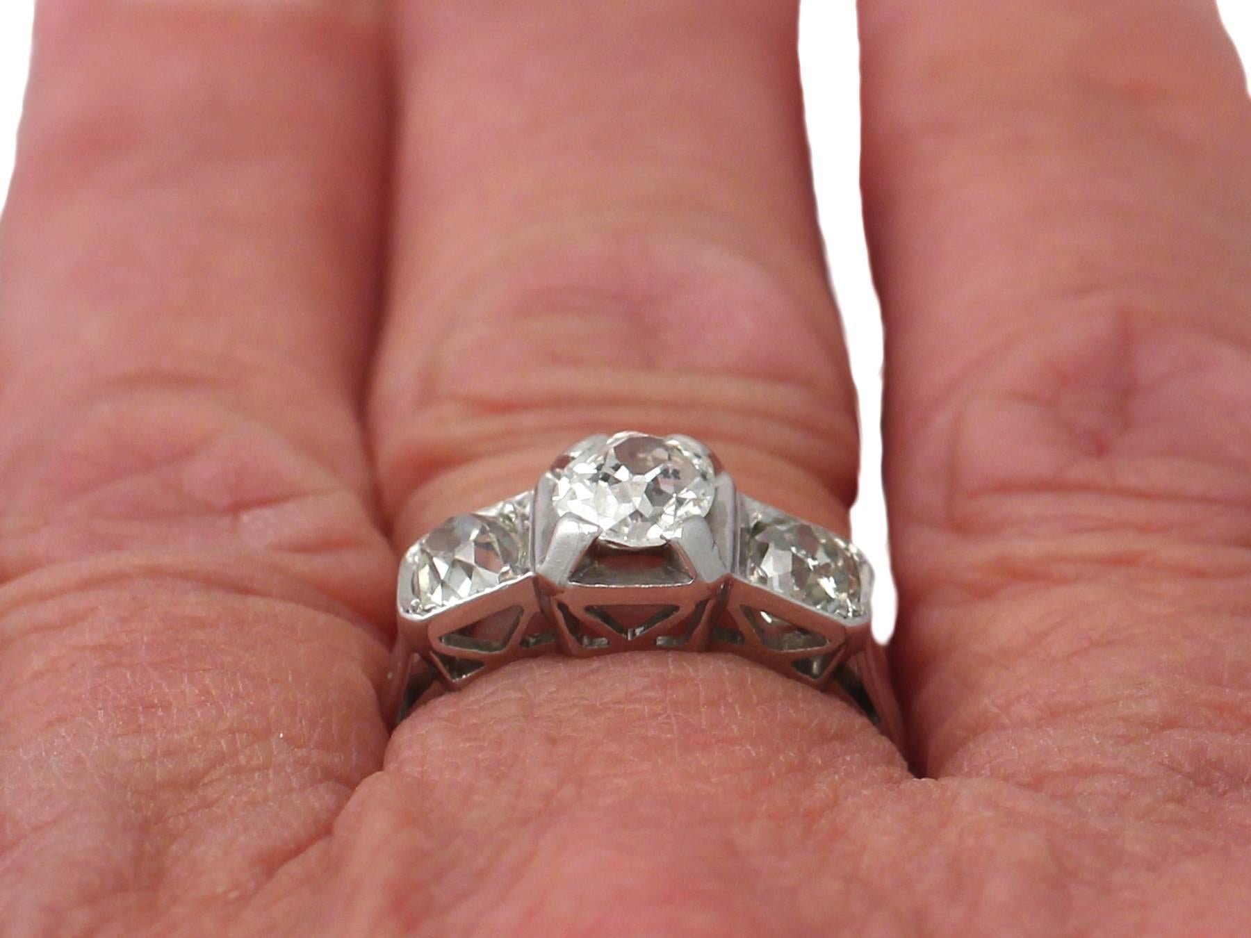 1.42Ct Diamond and Platinum Trilogy Ring - Antique French Circa 1930 5