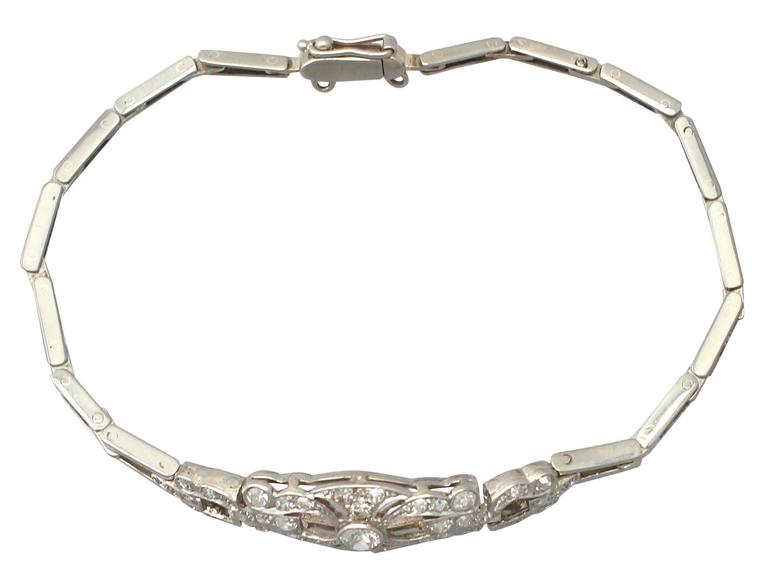 1 02ct Diamond And 14k White Gold Bracelet Antique Circa 1920 At 1 02ct Diamond And 14k White Gold Bracelet Antique Circa 1920 In Excellent Condition For