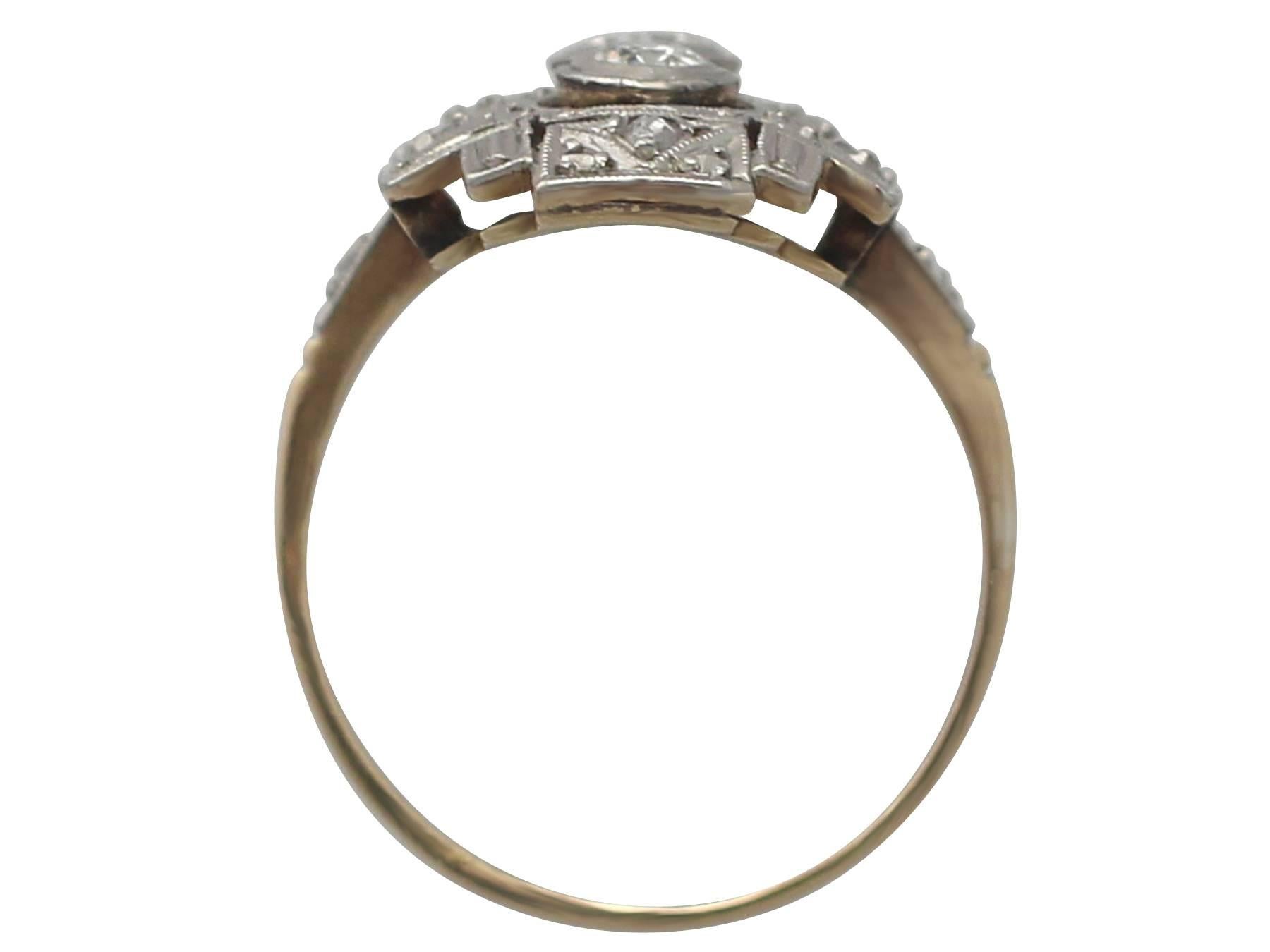 0.88Ct Diamond and 14k Yellow Gold Dress Ring - Art Deco - Antique Circa 1920 1