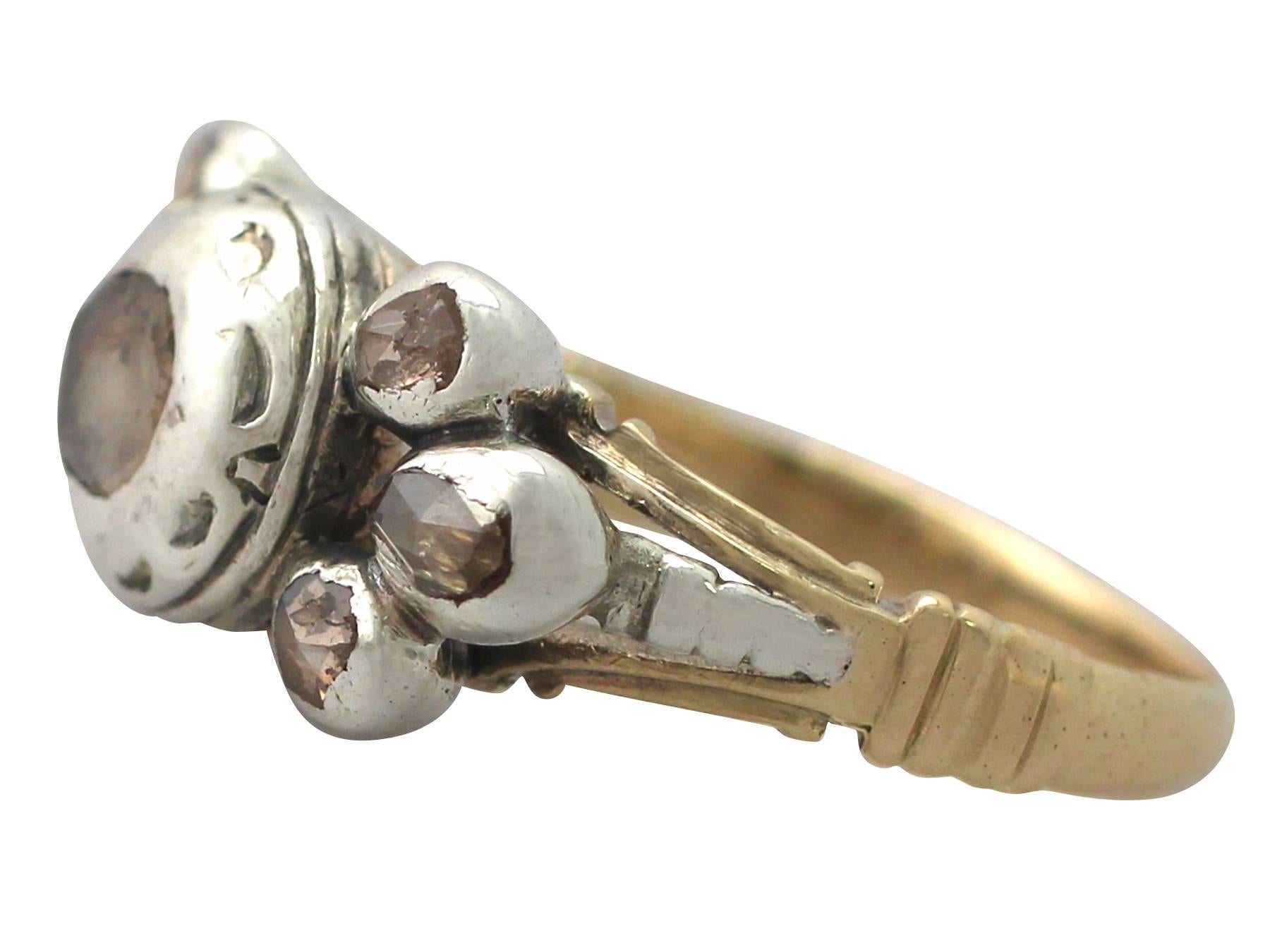 Women's 1820s Antique Diamond and Yellow Gold Cocktail Ring