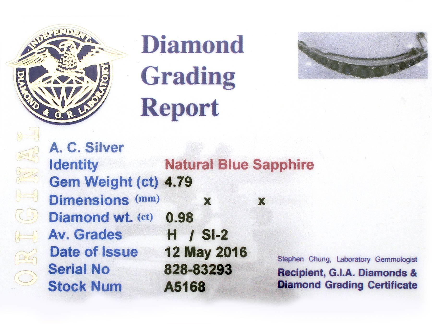 Antique Sapphire  Diamond Crescent Brooch 4