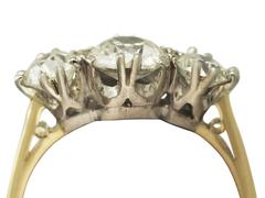 1.83Ct Diamond and 18k Yellow Gold Trilogy Ring - Antique and Vintage