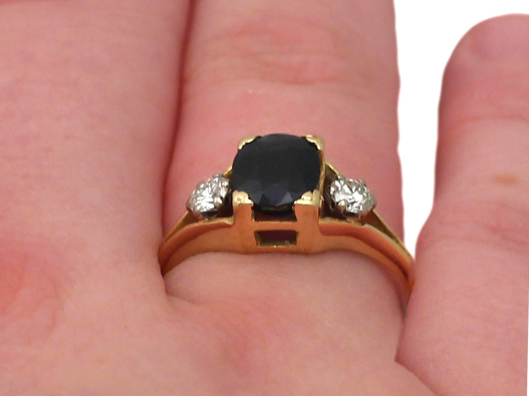 1950s 2.10 ct Sapphire and 0.24 ct Diamond, 18k Yellow Gold Dress Ring 5