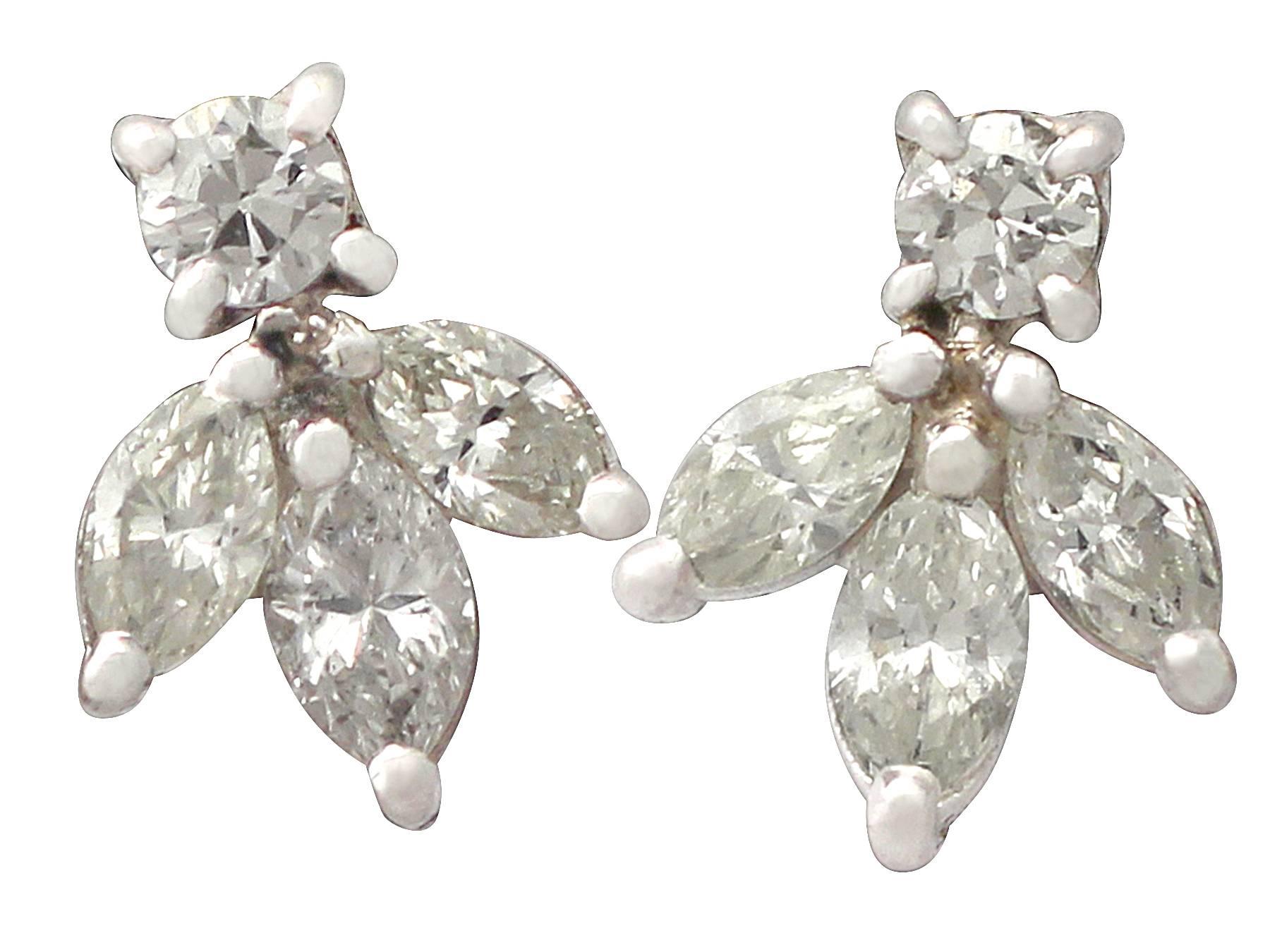 A fine and impressive pair of vintage 0.70 carat diamond (total) and 18k white gold stud earrings; part of our diverse vintage jewellery and estate jewelry collections

These fine and impressive earrings have been crafted in 18k white gold.

Each