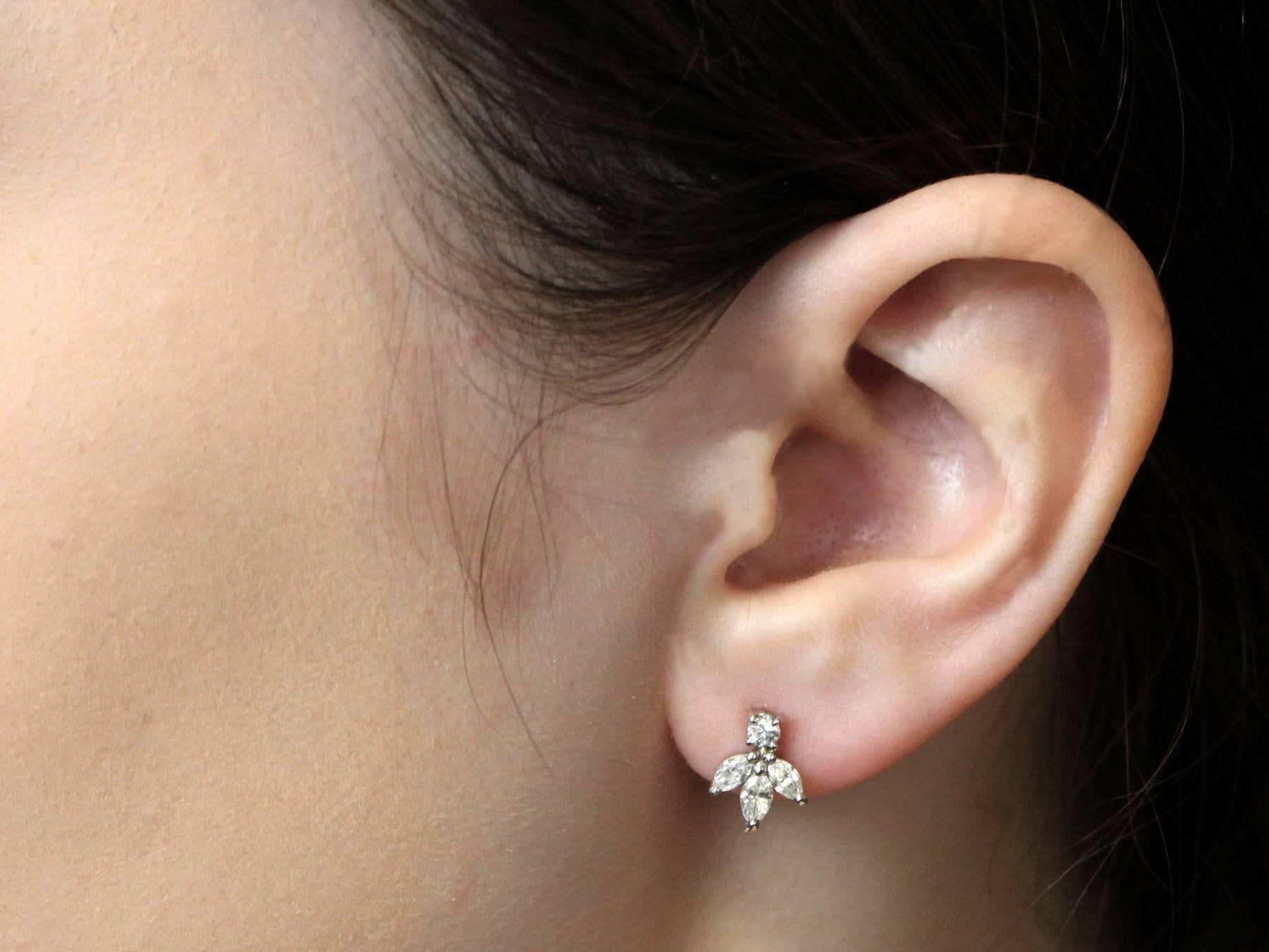 0.70 ct Diamond and 18k White Gold Stud Earrings 2