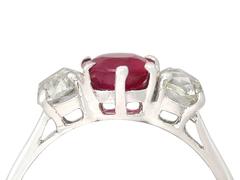1920s 1.73 ct Ruby and 0.78 ct Diamond, Platinum Trilogy Ring