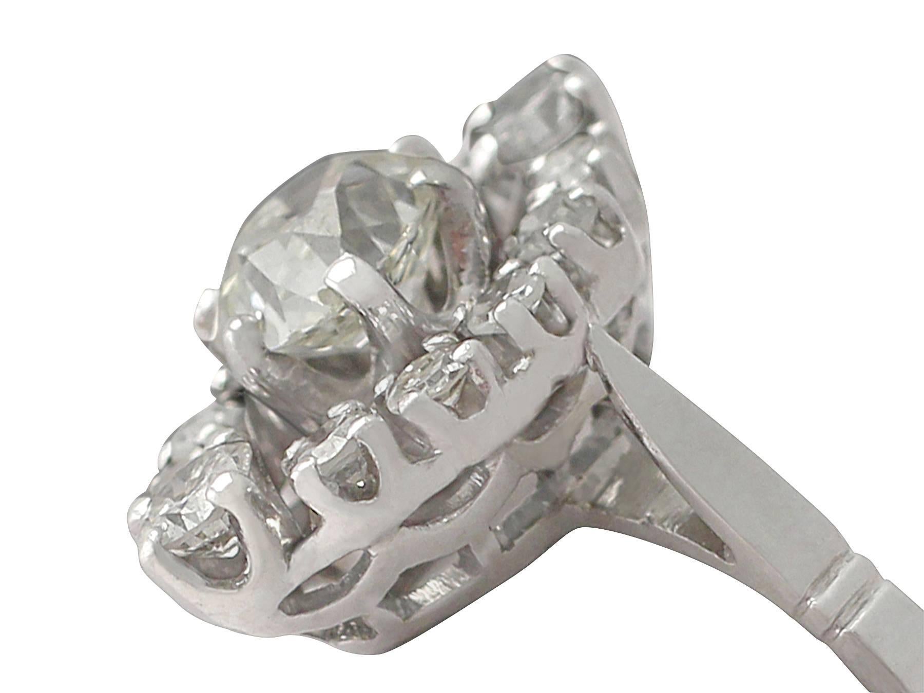 Women's 1910s 1.49 Carat Diamond and White Gold Cocktail Ring