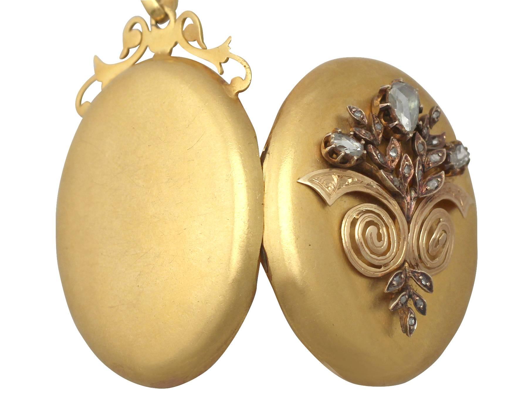 1880s French 0.82 ct Diamond and 18k Yellow Gold Locket 1