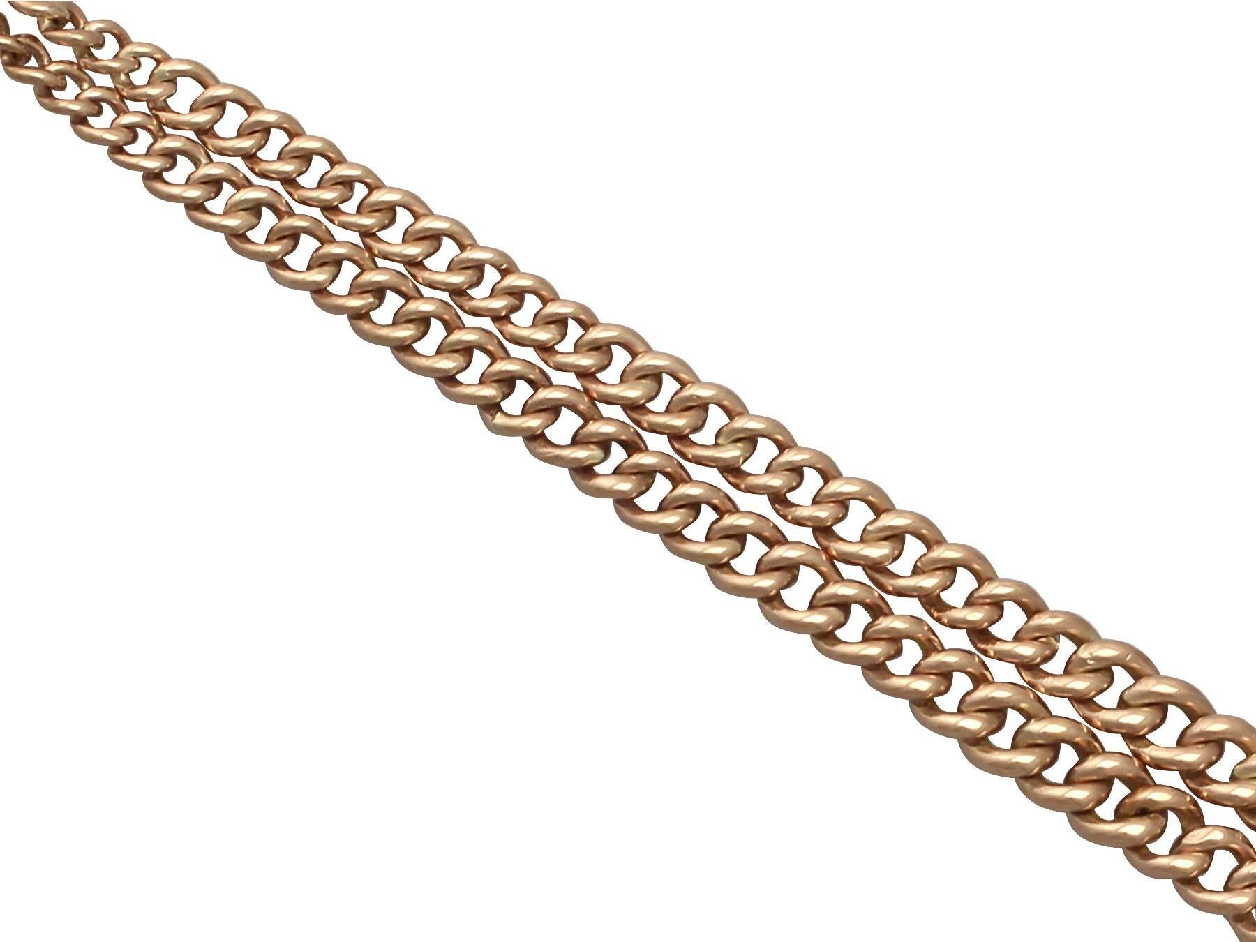1910s 9k Yellow Gold Double Albert Watch Chain In Excellent Condition In Jesmond, Newcastle Upon Tyne