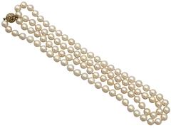 Single Strand Pearl Necklace with 14k Yellow Gold Clasp - Vintage German
