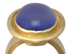 7.09Ct Chalcedony and 18k Yellow Gold Dress Ring - Vintage Circa 1960