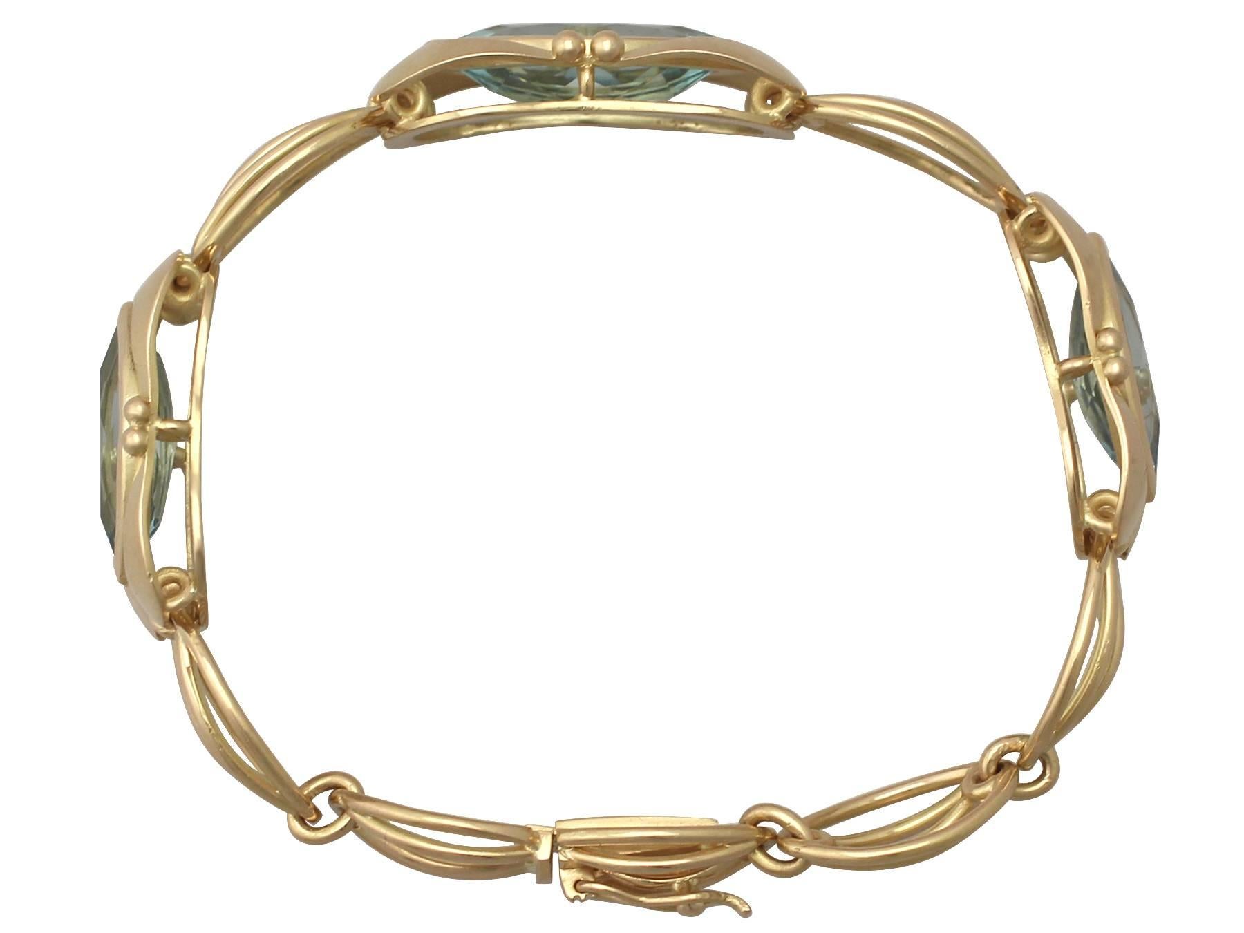 9.18Ct Aquamarine and 18k Yellow Gold Bracelet - Art Deco Style - Vintage 3