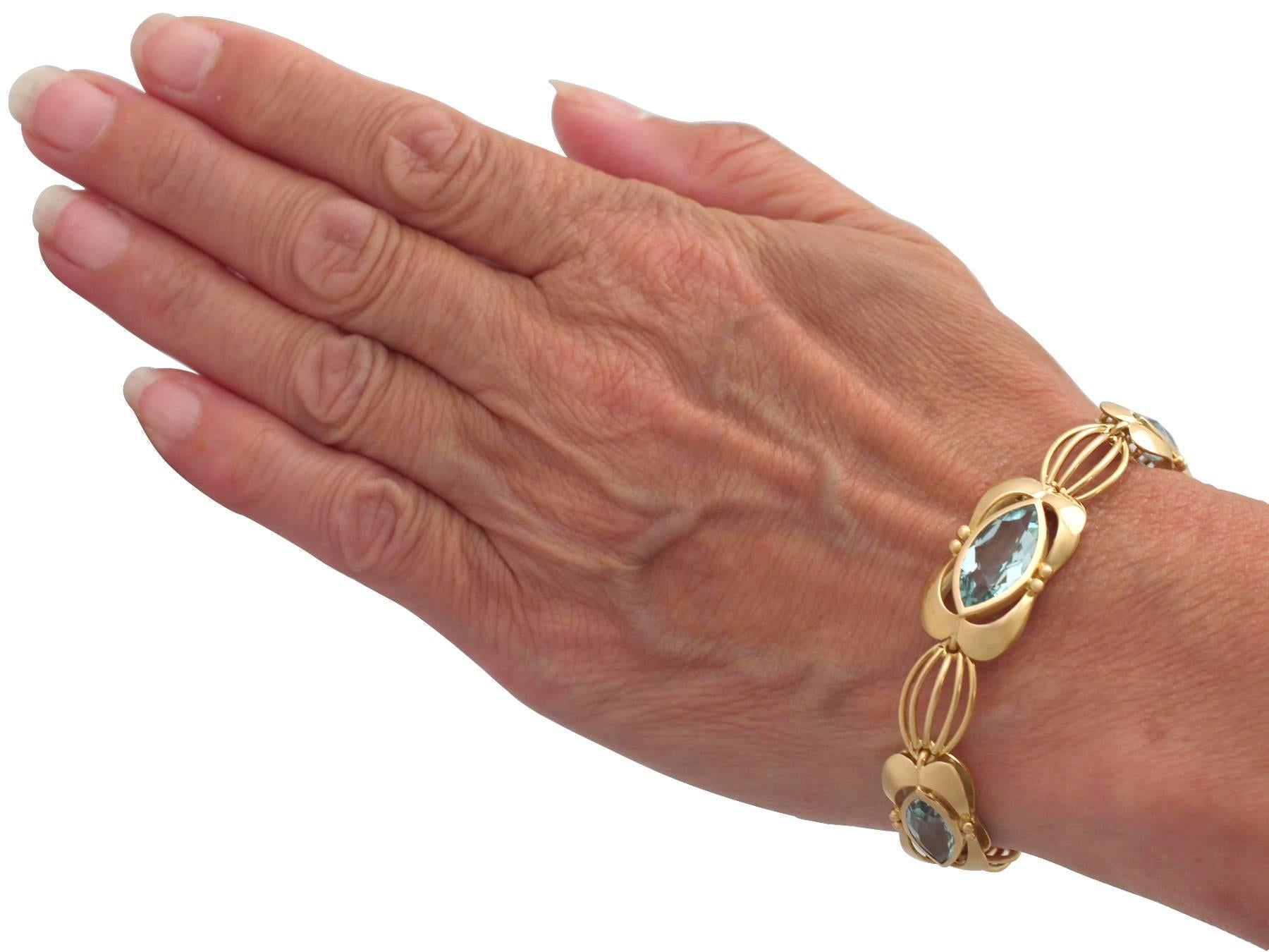 9.18Ct Aquamarine and 18k Yellow Gold Bracelet - Art Deco Style - Vintage 5