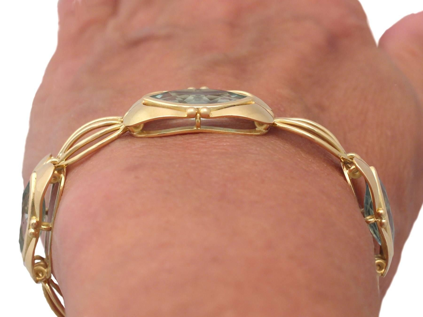 9.18Ct Aquamarine and 18k Yellow Gold Bracelet - Art Deco Style - Vintage 6