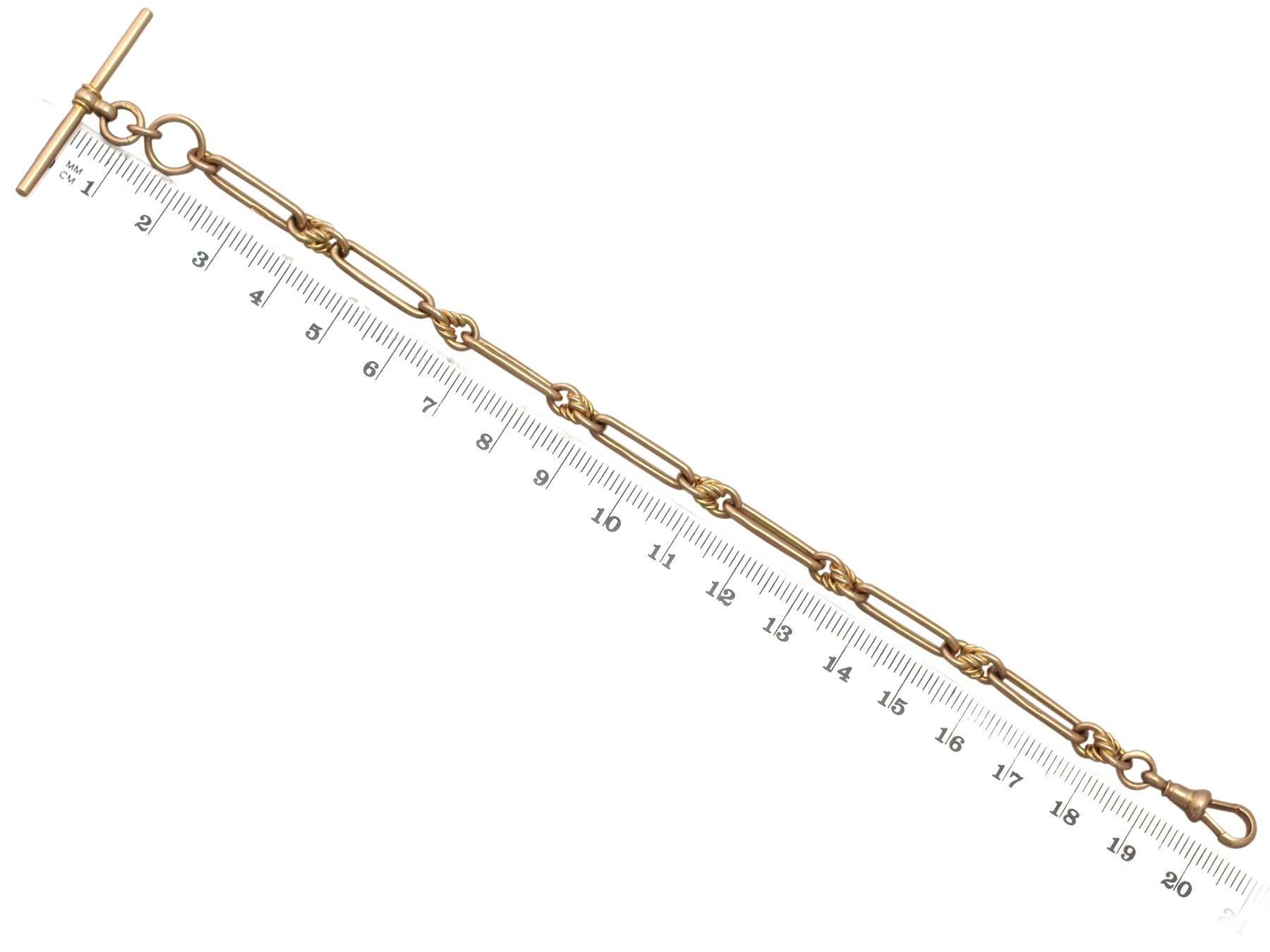 9k Yellow Gold Fancy Albert Watch Chain - Antique Circa 1900 2