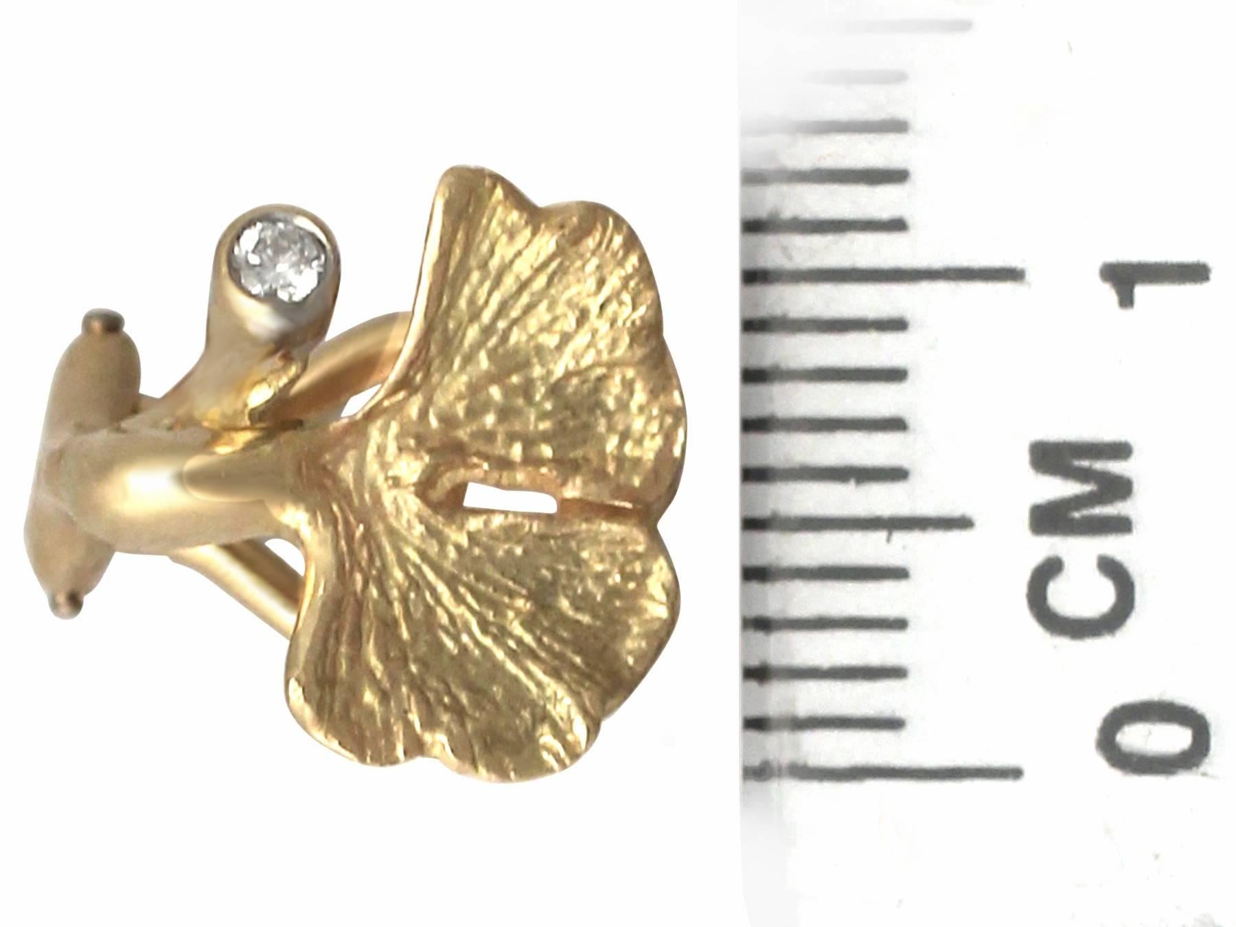 0.04Ct Diamond and 18k Yellow Gold Earrings - Vintage Belgian Circa 1980 3