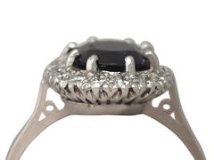 1950s 3.63 Carat Sapphire and Diamond Platinum Cluster Ring