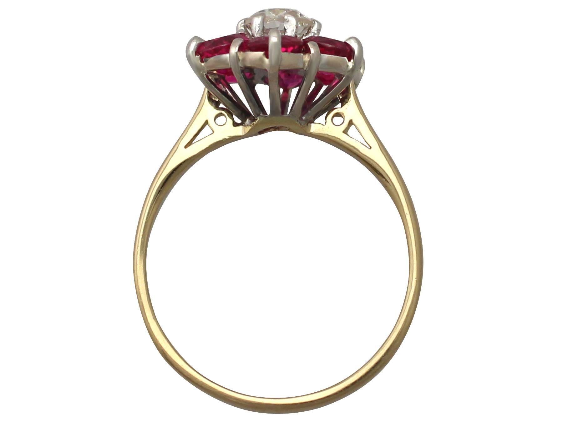 1.45Ct Ruby & 0.41Ct Diamond, 18k Yellow Gold Dress Ring - Antique & Vintage 1