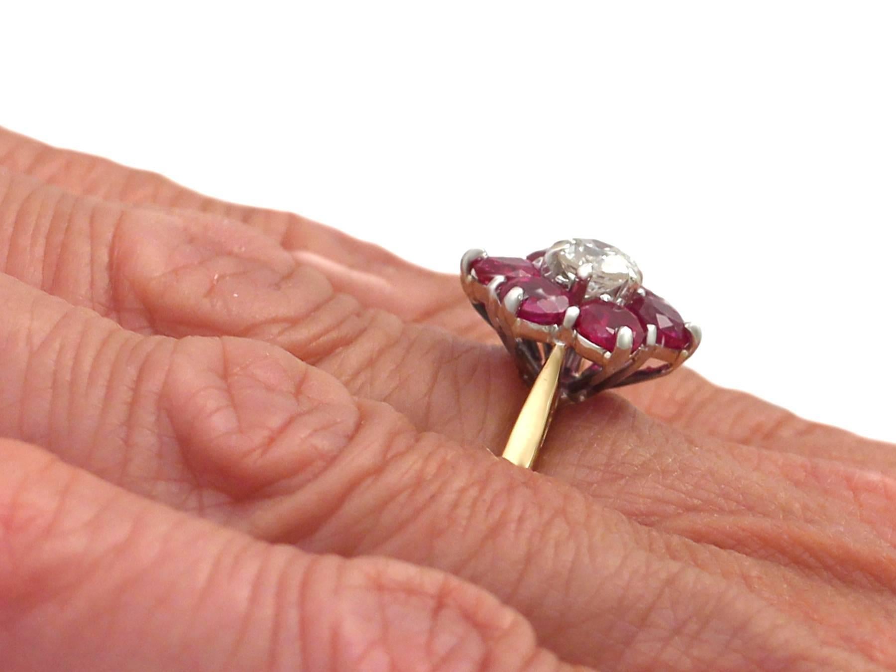 1.45Ct Ruby & 0.41Ct Diamond, 18k Yellow Gold Dress Ring - Antique & Vintage 4