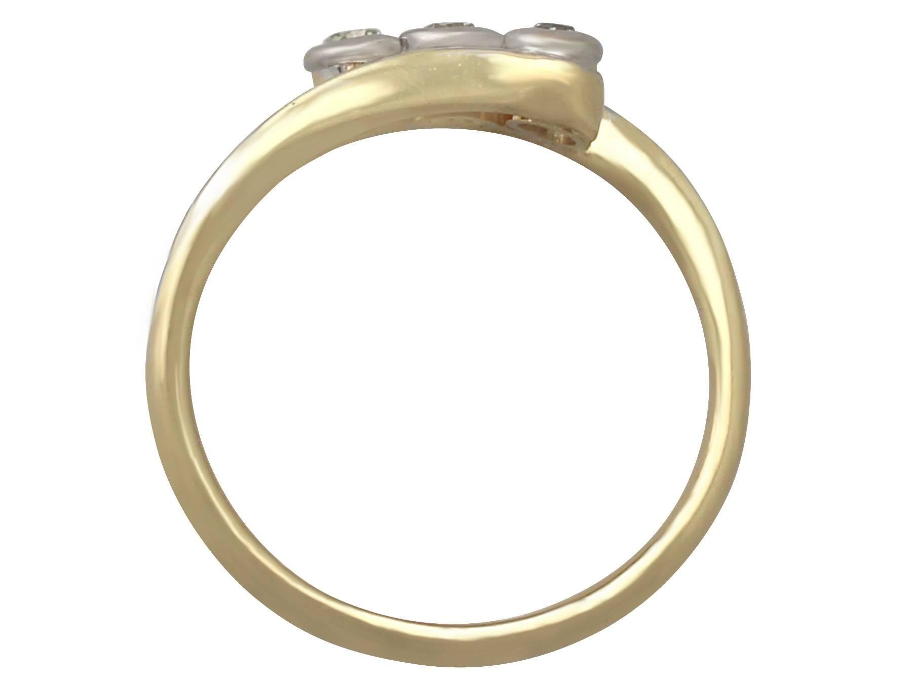 Women's 1940s Diamond and Yellow Gold Trilogy Ring