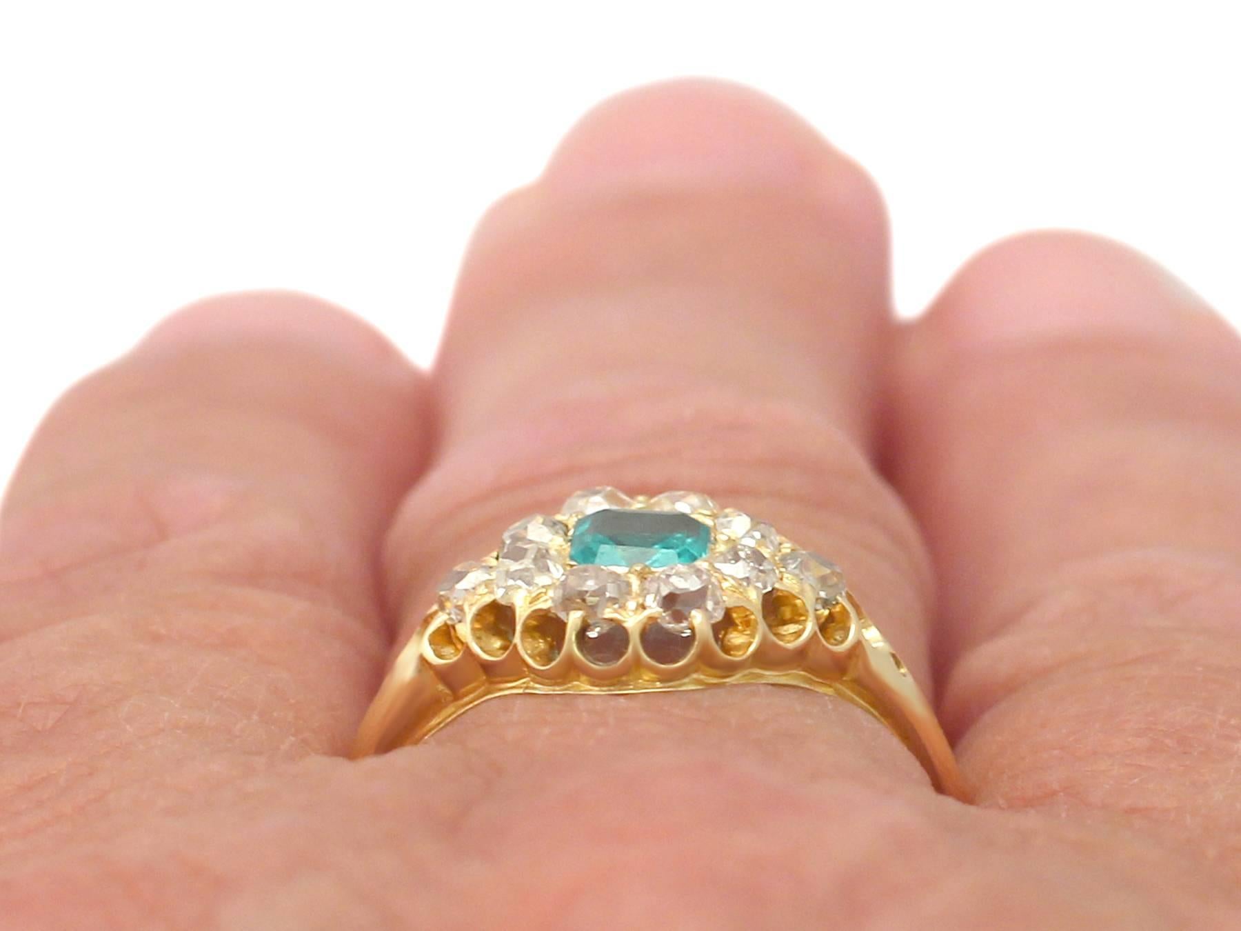 1865 Antique Emerald and Diamond Yellow Gold Cocktail Ring  4
