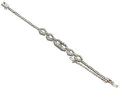 1940s Emerald and 1.62 Carat Diamond, 14k White Gold Bracelet