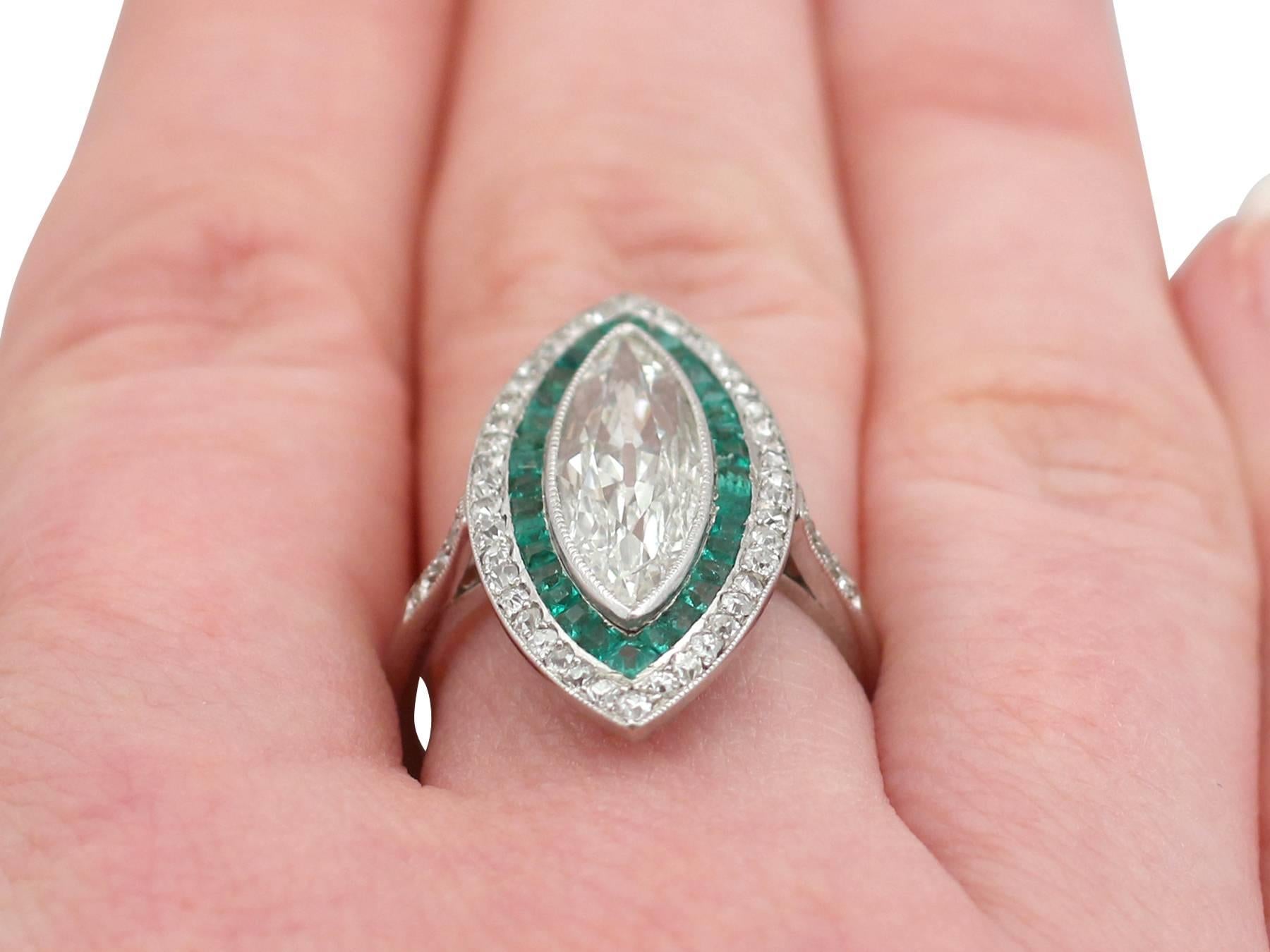 1910s Antique French Emerald 2.82 Carat Diamond Gold Cocktail Ring 5