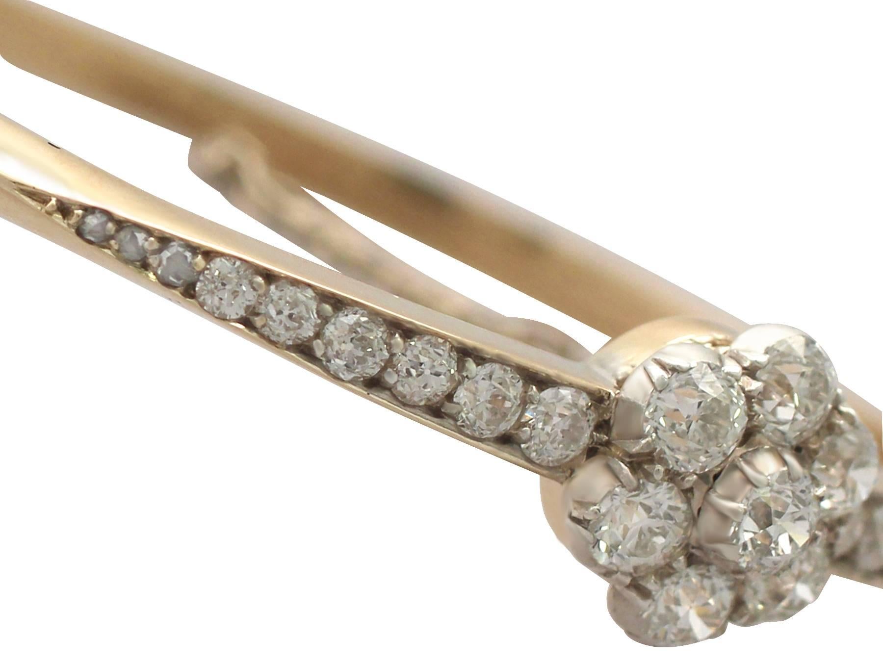 2.88Ct Diamond and 15k Yellow Gold Bangle - Antique Victorian In Excellent Condition In Jesmond, Newcastle Upon Tyne