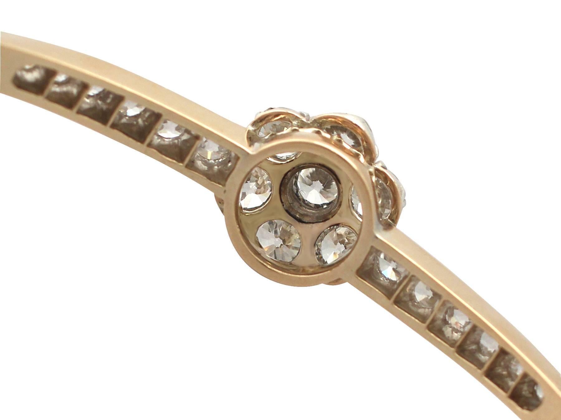 2.88Ct Diamond and 15k Yellow Gold Bangle - Antique Victorian 1