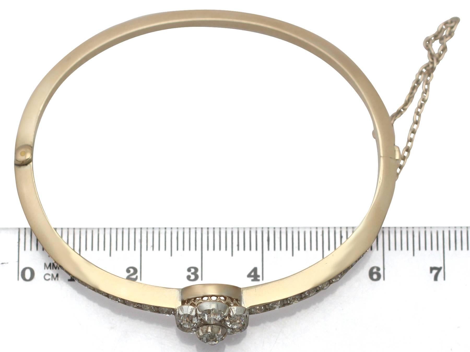 2.88Ct Diamond and 15k Yellow Gold Bangle - Antique Victorian 2