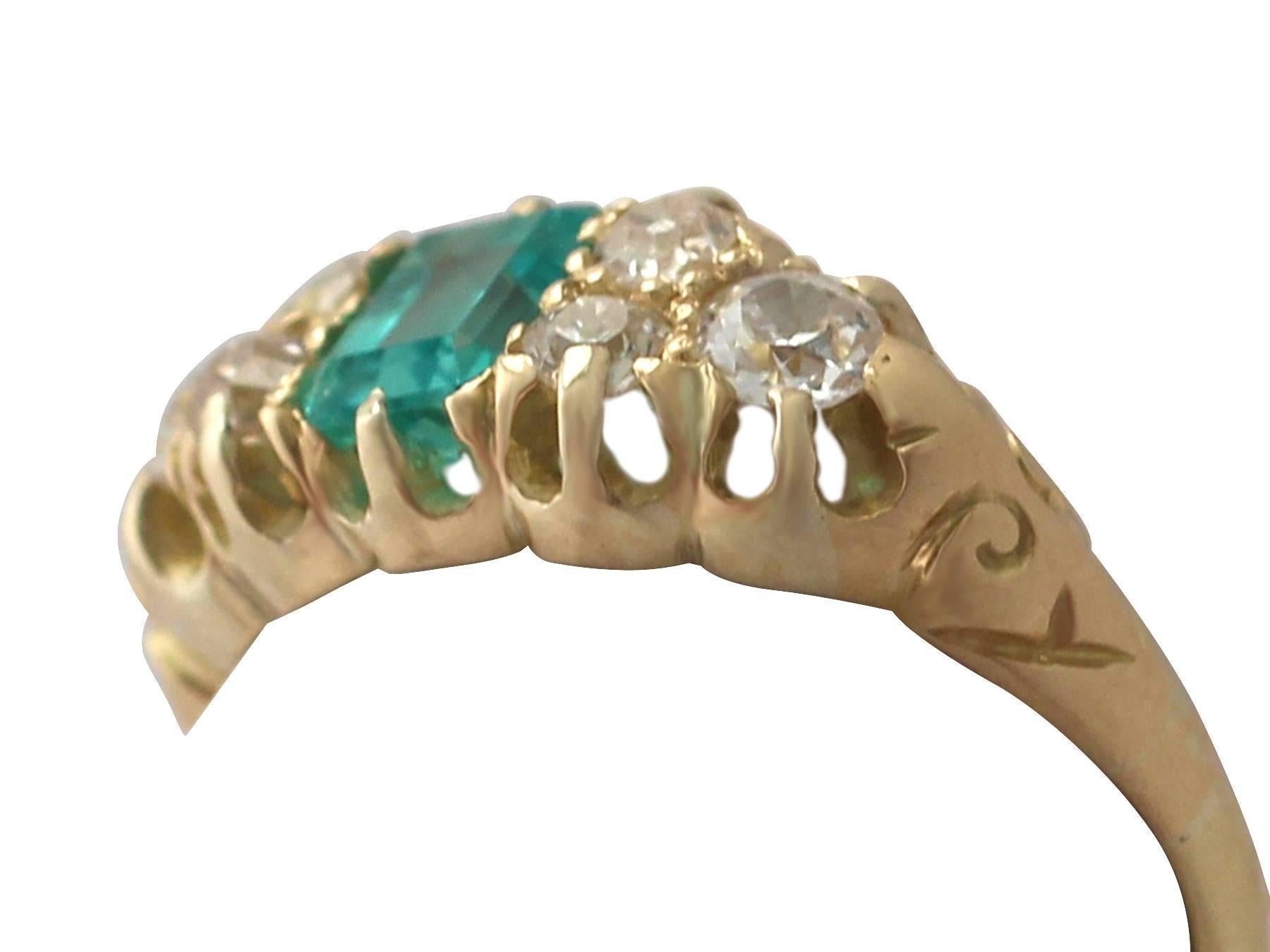 1910s Emerald and Diamond Yellow Gold Cocktail Ring In Excellent Condition In Jesmond, Newcastle Upon Tyne
